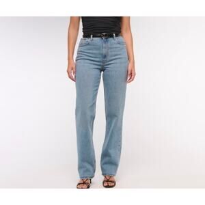 Abercrombie & Fitch Sz 27/4L The 90s Straight Ultra High Rise Curve Love Raw Hem